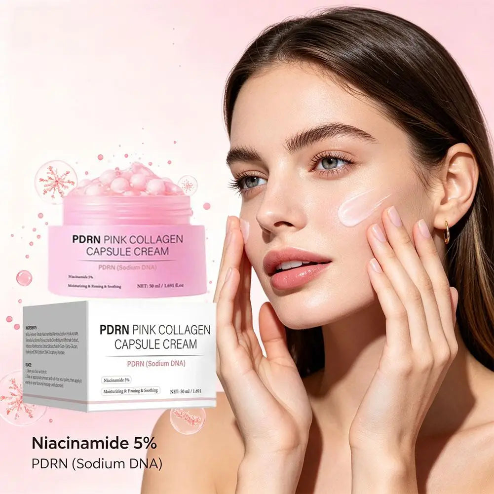 PDRN Collagen Capsule Cream with Niacinamide Rejuvenating Face Moisturizer Lightweight Plumping Cream Glow Skin Tone Skin Care