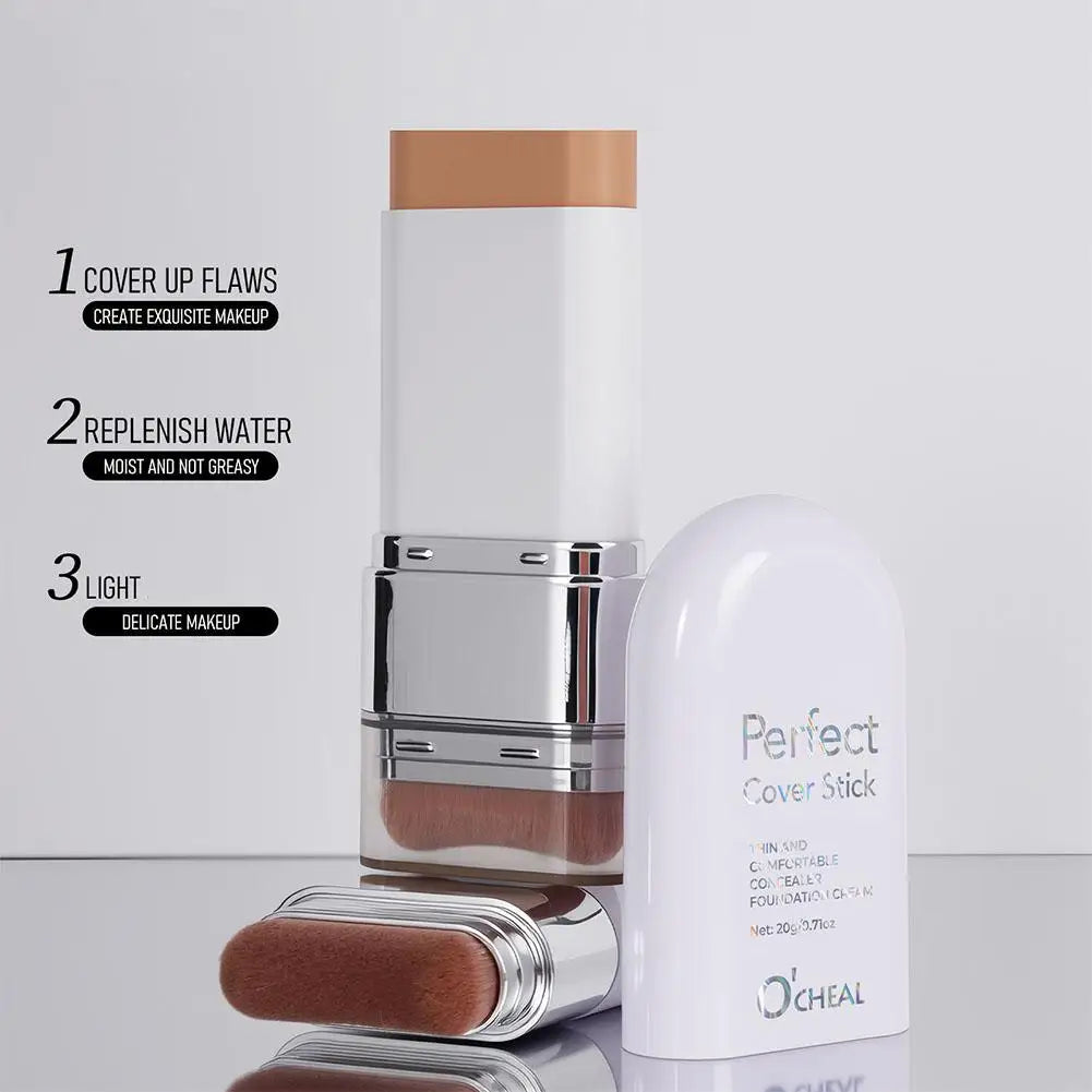 2-in-1 Concealer Foundation Stick Perfect Cover For Acne Marks & Dark Circles, For Daily Makeup Long-lasting Foundation Cream