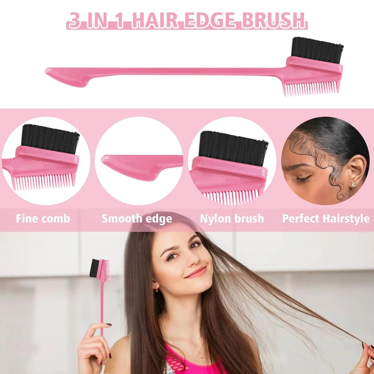 GOIPLE Extreme Hold Braid Gel-Styling Hair Wax for Cornrows, Locs, Twists and Fashionable Braids & Edge Control Gel & Brush 3pcs