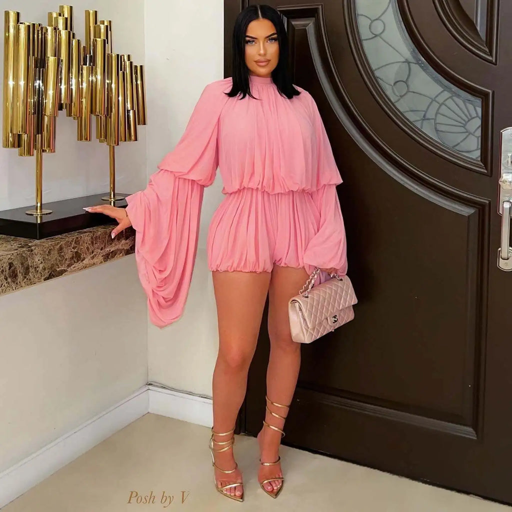 Two Piece Sets Women Shorts Lantern Sleeve Matching Sets Shirts Shorts Ruffles Pleated Suits Elegant Summer Y2k Streetwear Work