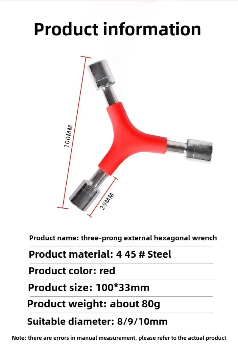 1PCS Y Shape Socket Wrench Bike Allen Wrench Internal Hexagon Wrenches 8/9/10mm 8/10/12mm MTB Road Bicycle Cycling Hex Key Tools