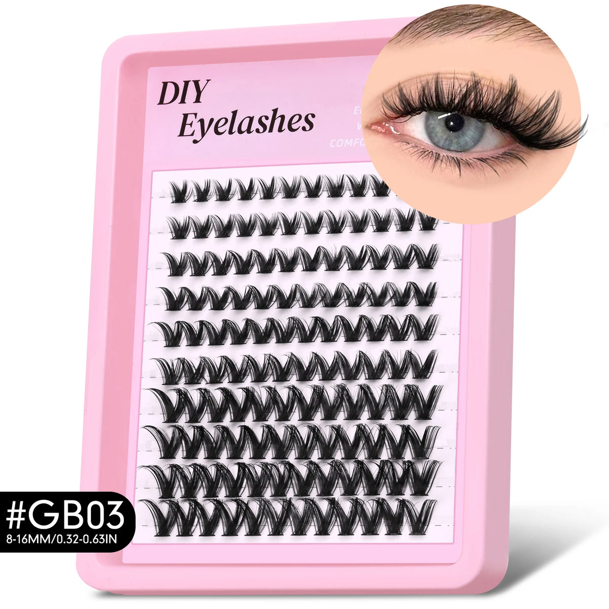 GROINNEYA Lashes Clusters Volume Lash Clusters with Spikes Lash Extension Kit Bottom Lashes Wispy Eyelashes DIY Lash Extension