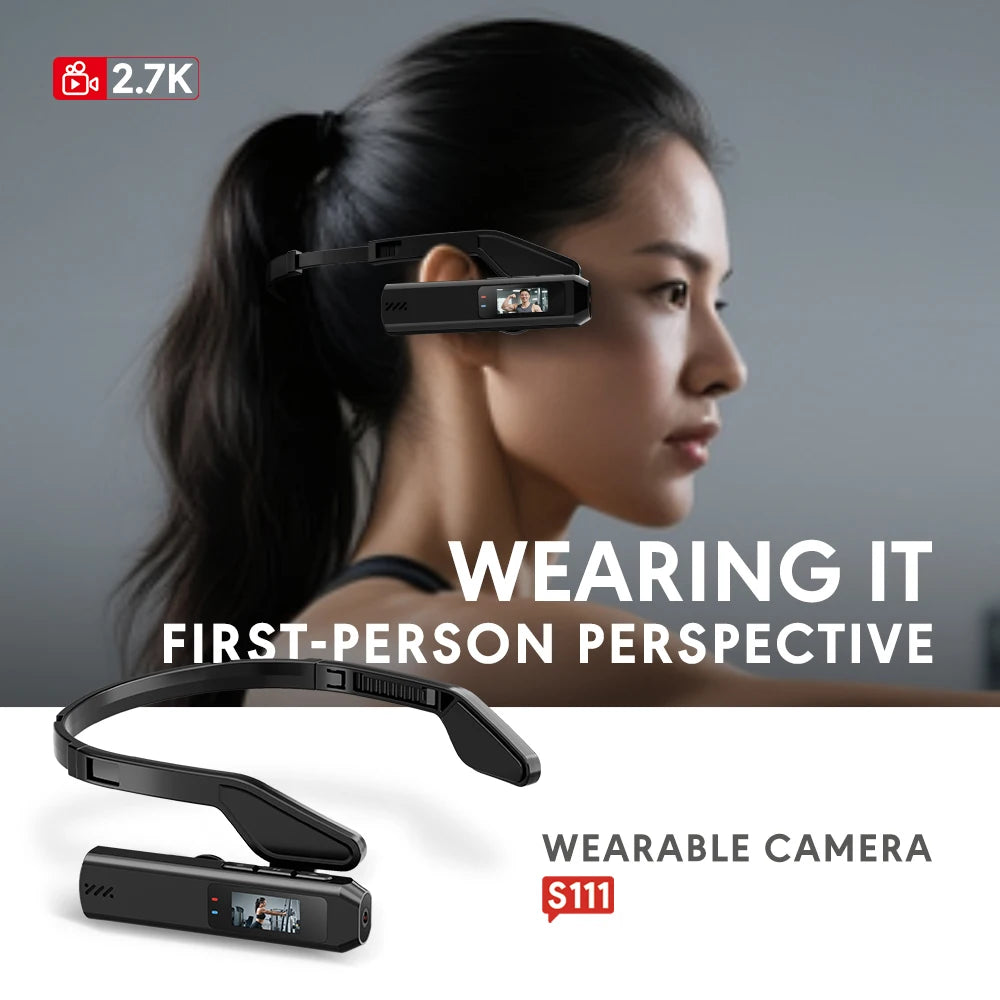 Portable Mini HD 2.7K/60FPS /60FPS Wearable Camera 110°Wide Angle Lens WiFi App Video Camcorder Head Mounted Sports Camera