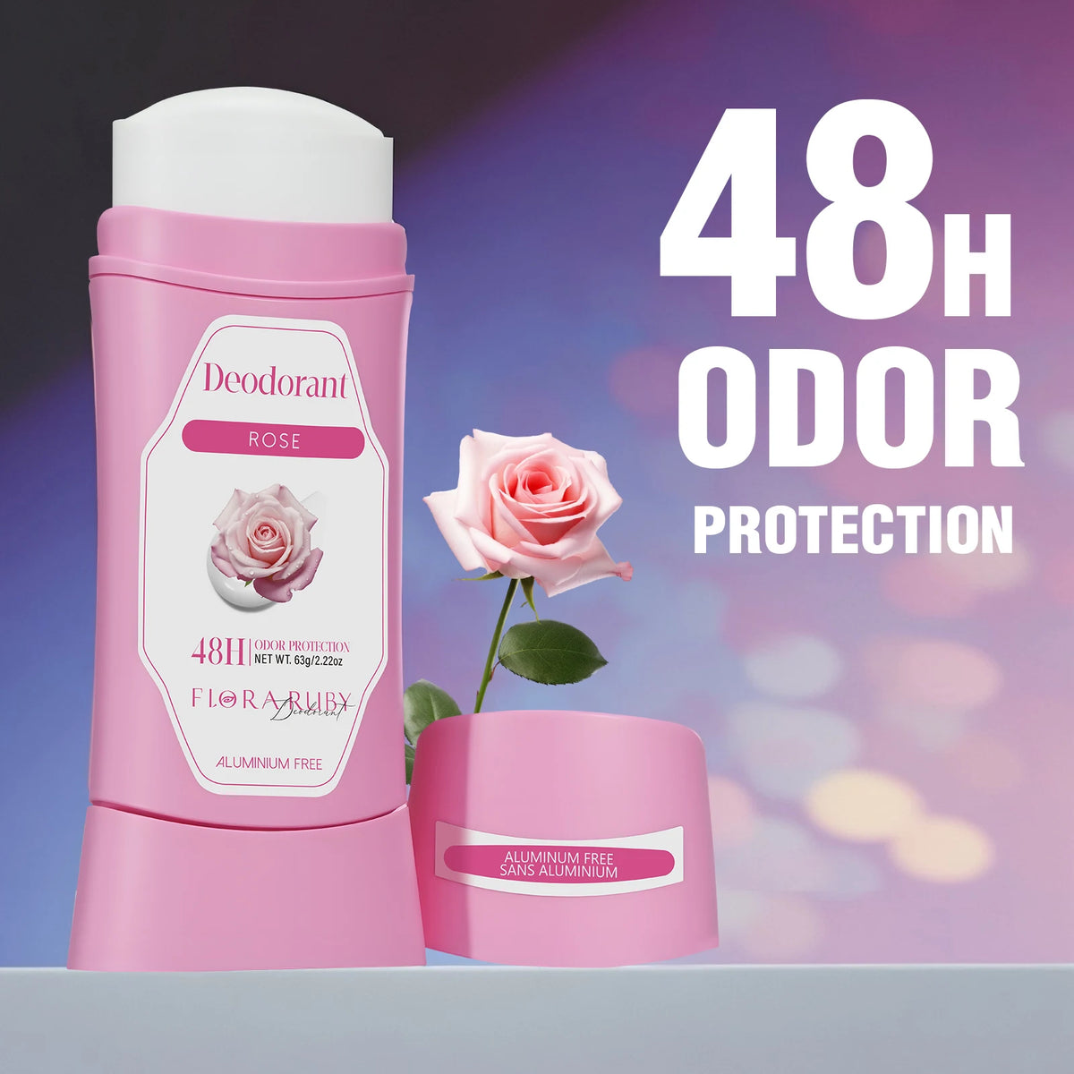 Women's Refreshing & Durable Solid Perfume, White Flowers and Rose Aroma,for All Day Underarm Sweat and Odor Protection 2.22OZ