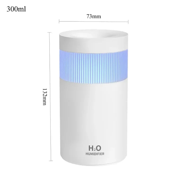 Mini 300ml Portable Air Humidifier USB Desktop Indoor Mute Air Atomization Humidifier Mist Maker Lights for Car Home Bedroom