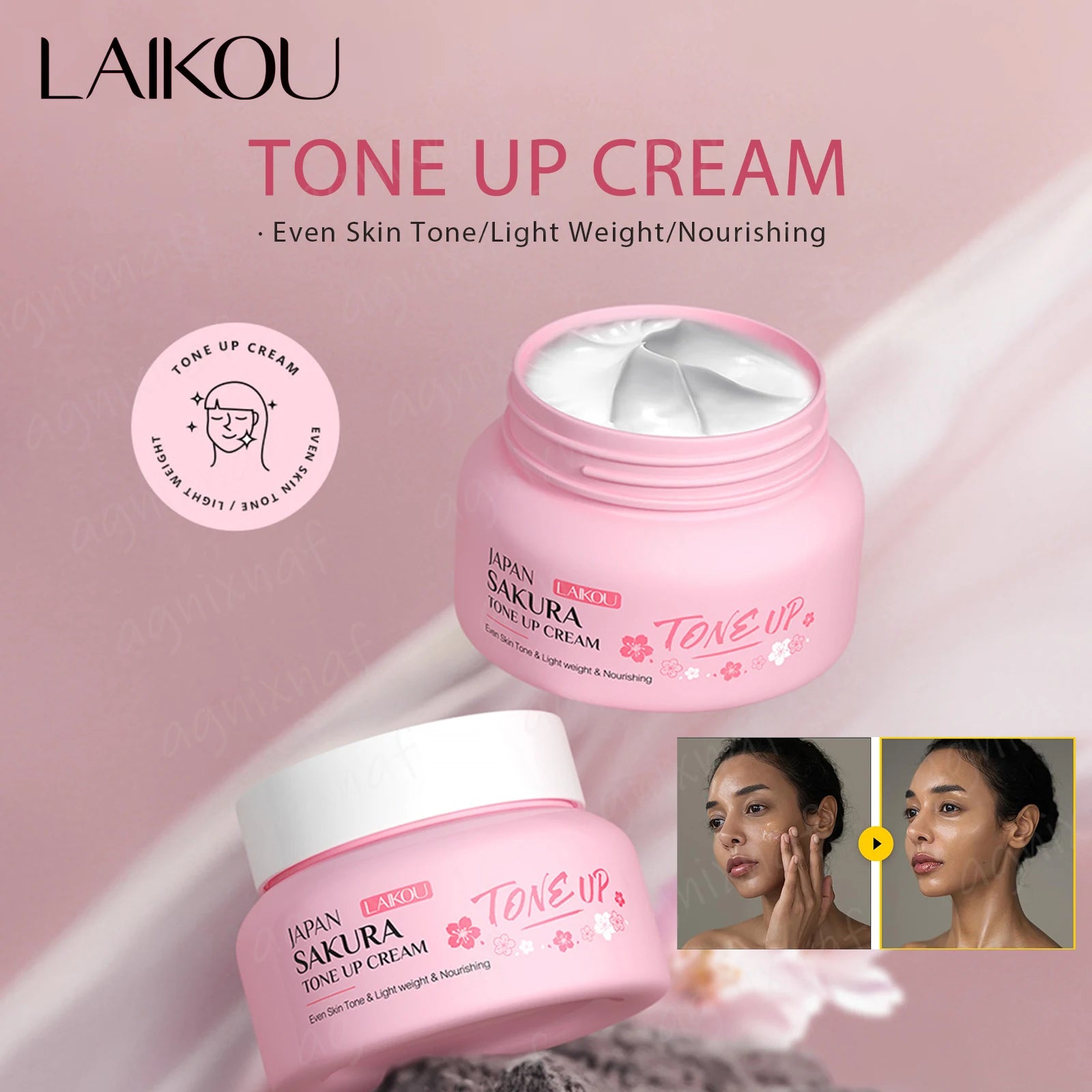 LAIKOU Japan Sakura Original Tone up Cream Moisturizing Nourishing Skin Face Cream Brightening Cream Face Skin Care 60g