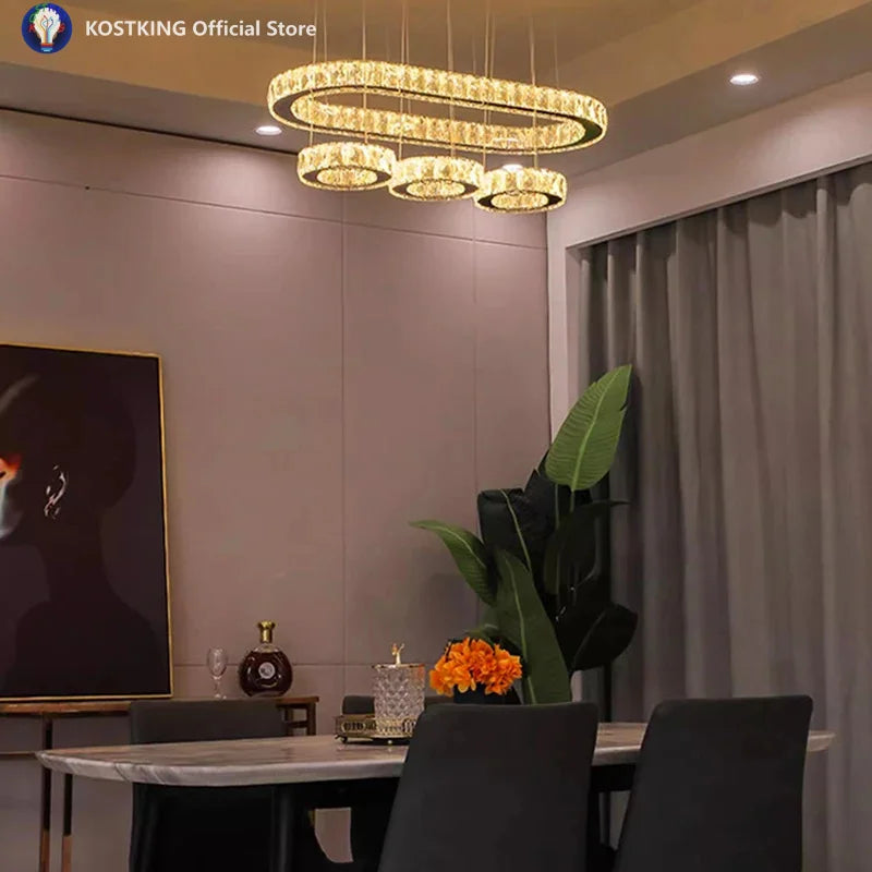 Home Decoration Pendant Lights Luxury Crystal Living Room Chandelier Dining Room Pendant Lamp, Ceiling Light, Indoor Lighting