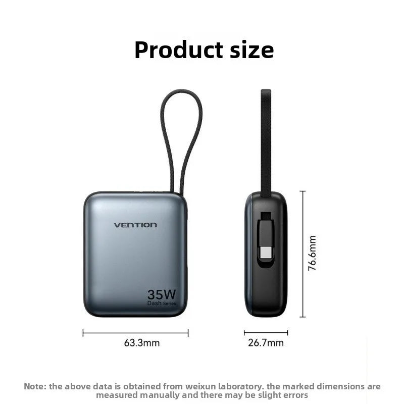 10,000mAh 35W Portable Power Bank – Built-In Cable