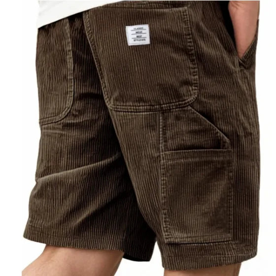 Summer New Men's Corduroy Shorts Fashion American Style Multi Pocket Straight Shorts Embroidered Logo Retro Short Pants For Men