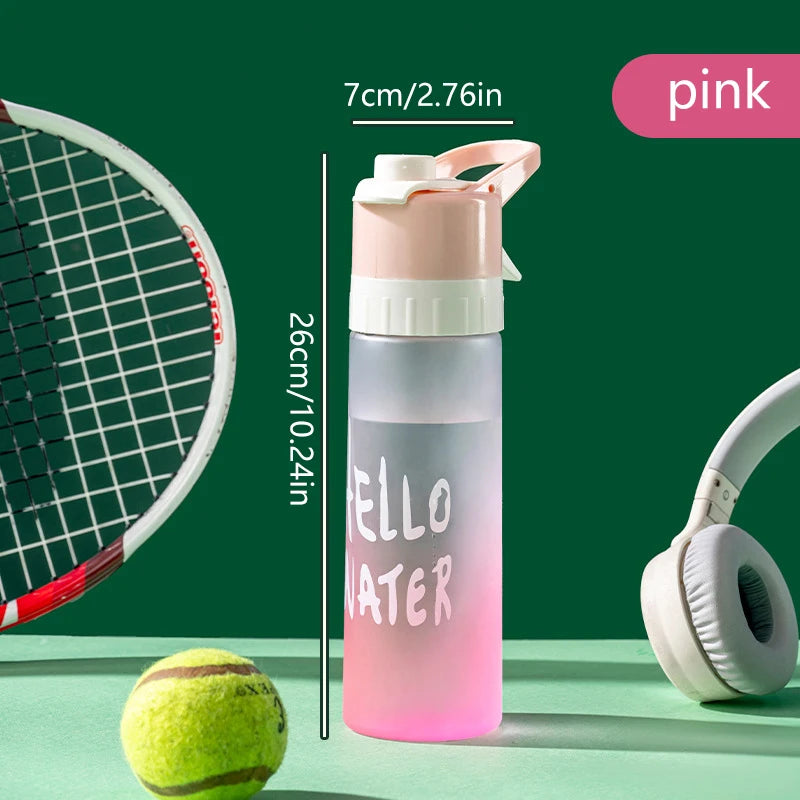 650ml Portable Spray Water Bottle Outdoor Sports Fitness Large Capacity Water Cup Jet Spray Bottle