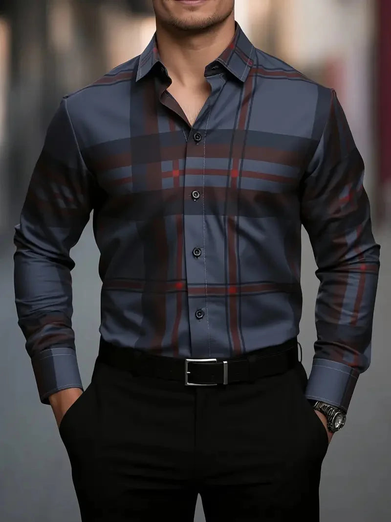 High Quality Men's Leopard Printed Button Shirt Baroque Chain Long Sleeves Party Casual Flap Long Sleeves