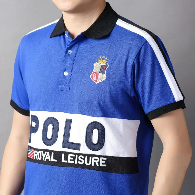 Plus Size 7XL 100% Cotton Summer Men's Polo Shirts Luxury Short Sleeve Contrast Color Letter Embroidery Simple Casual Male Tees