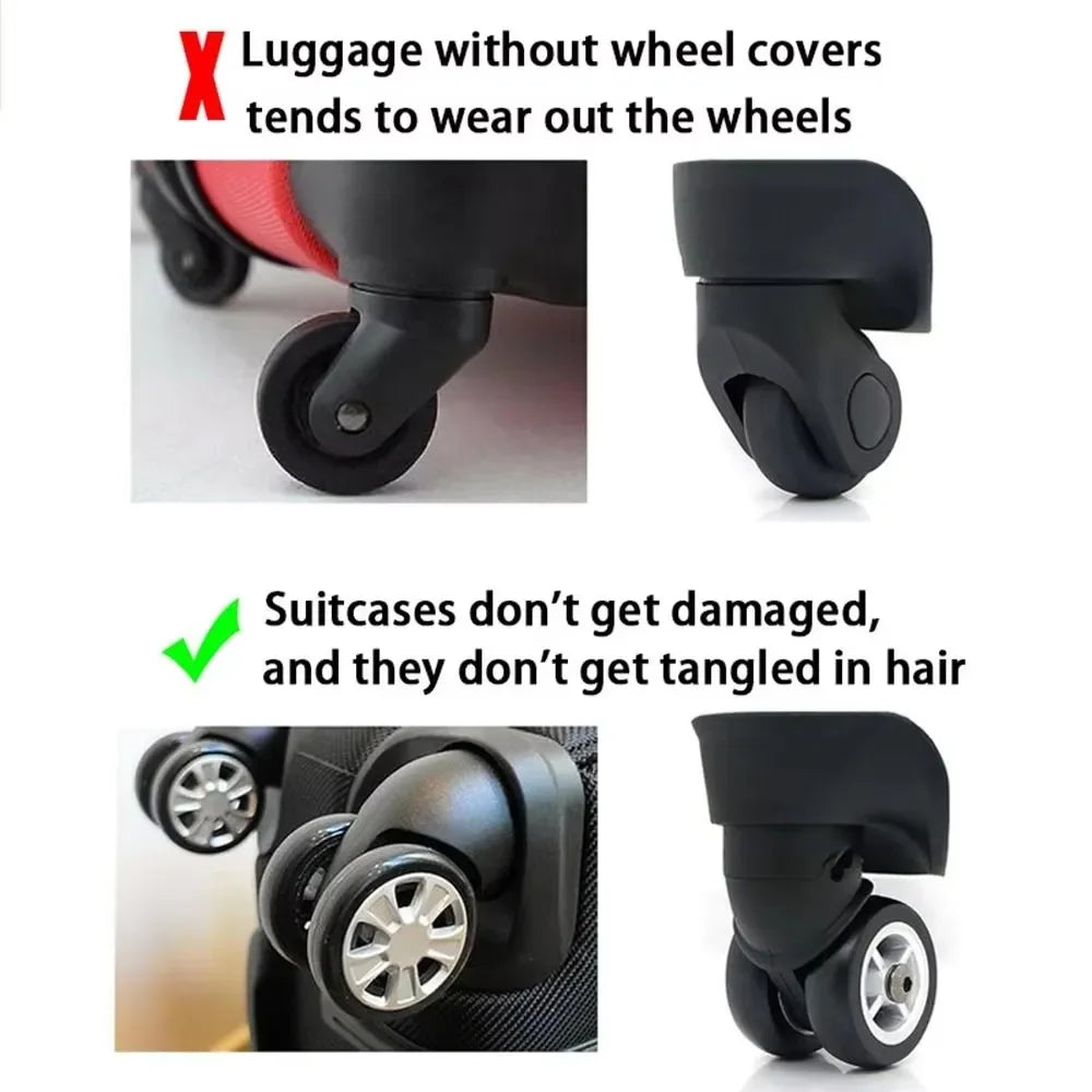 8 Pcs Silicone Luggage Wheel Protector Shoes Suitcase Casters Anti Abrasion Noise Min Travel Rolling Luggage Accessory Parts