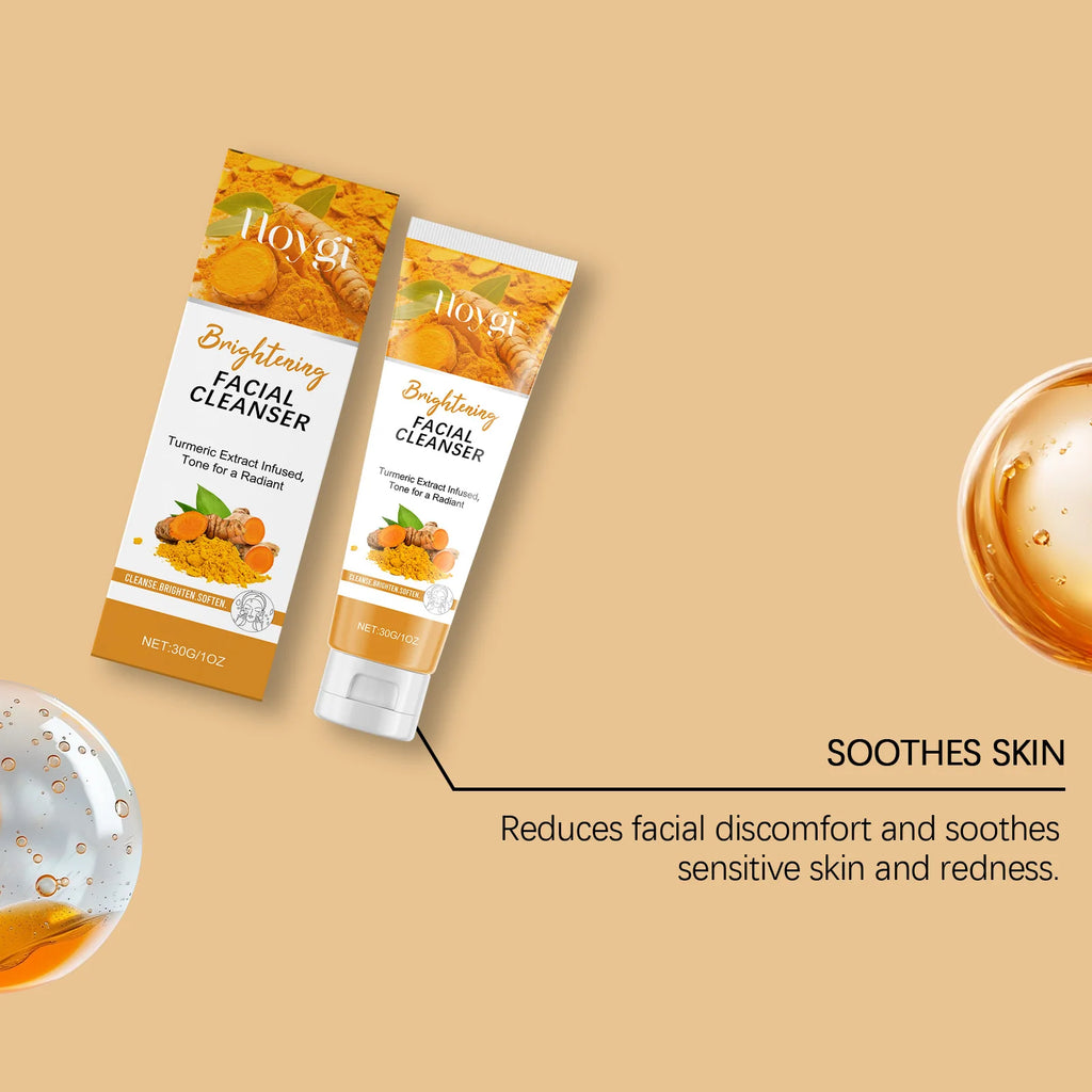 Turmeric Cleanser Moisturize Facial Brightening Skin Tone Daily Face Wash Foam Skincare Deep Clean Blackhead Removal Oil Control