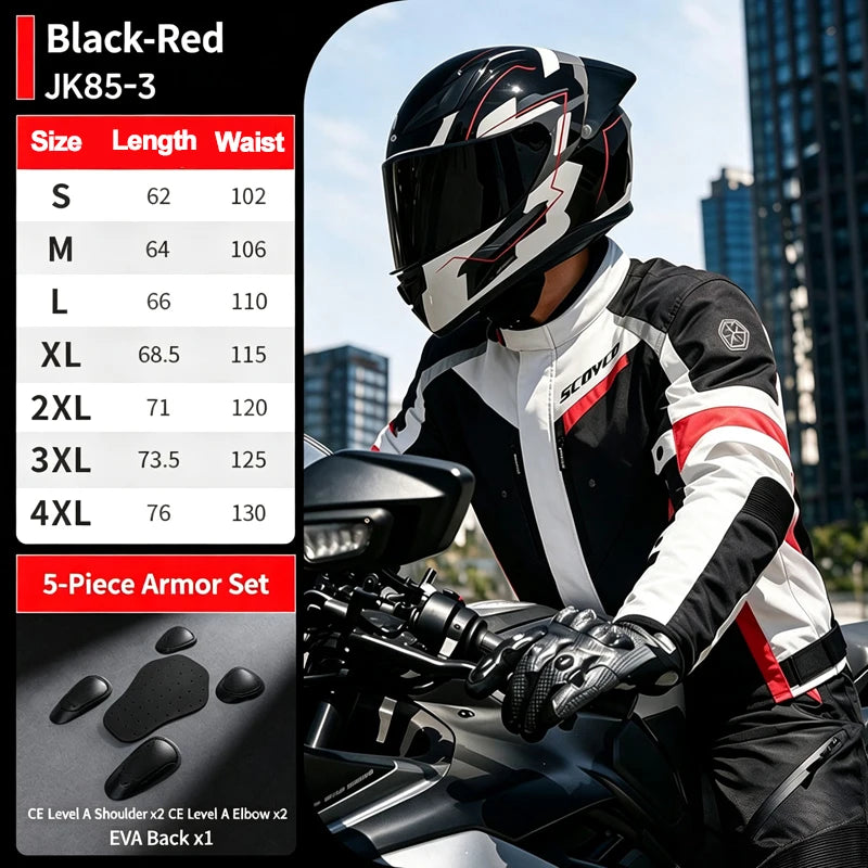 Scoyco Motorcycle Jacket Winter Waterproof Windproof CE1 Anti Fall Detachable Thermal Liner Reflective Motorbike Riding Jacket