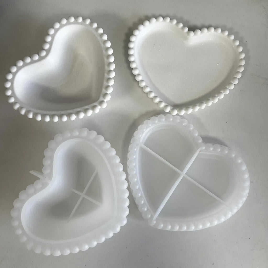 Silicone Mold for Heart-Shaped Polka Dot Plates,Heart-Shaped Candle Holders,Resin Casting Molds; Ideal for Valentine's Day Gifts