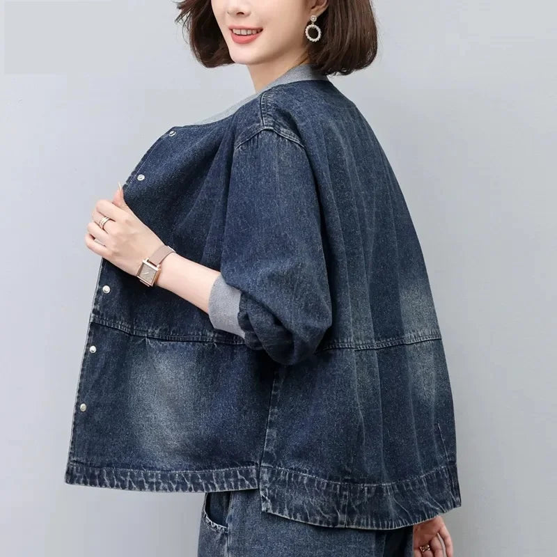 Retro Denim Coat For women Short style Spring autumn Thin 2026 New Loose Cowboy Baseball Jackets Women's Casual Tops Clothes