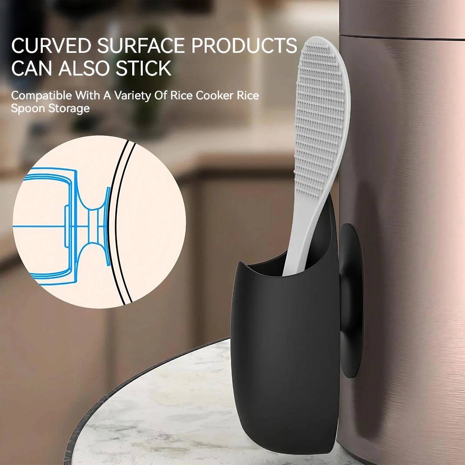 Kitchen Rice Scoop Holder Traceless Rice Cooker Spatula Organizer Tableware Storage Rack Spoon Holder Bathroom Utensil