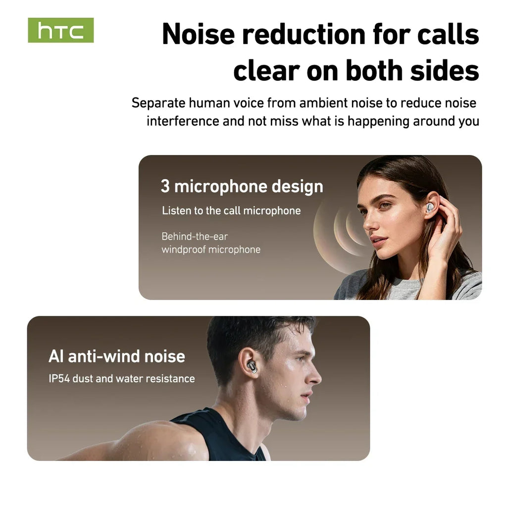 HTC NE79 TWS Wireless Bluetooth Earphones: AI Translator Earbuds Noise Cancellation Long Battery Life Premium Audio Headphones