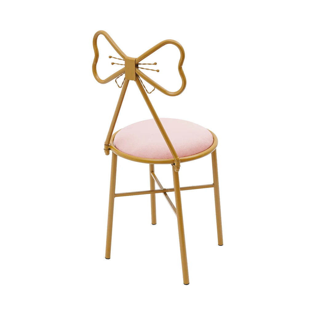 Butterfly Bow Tie Vanity Chair Modern Vanity Stool Velvet Cushion Makeup Chair Metal Frame Butterfly Backrest Chair Dining Chair
