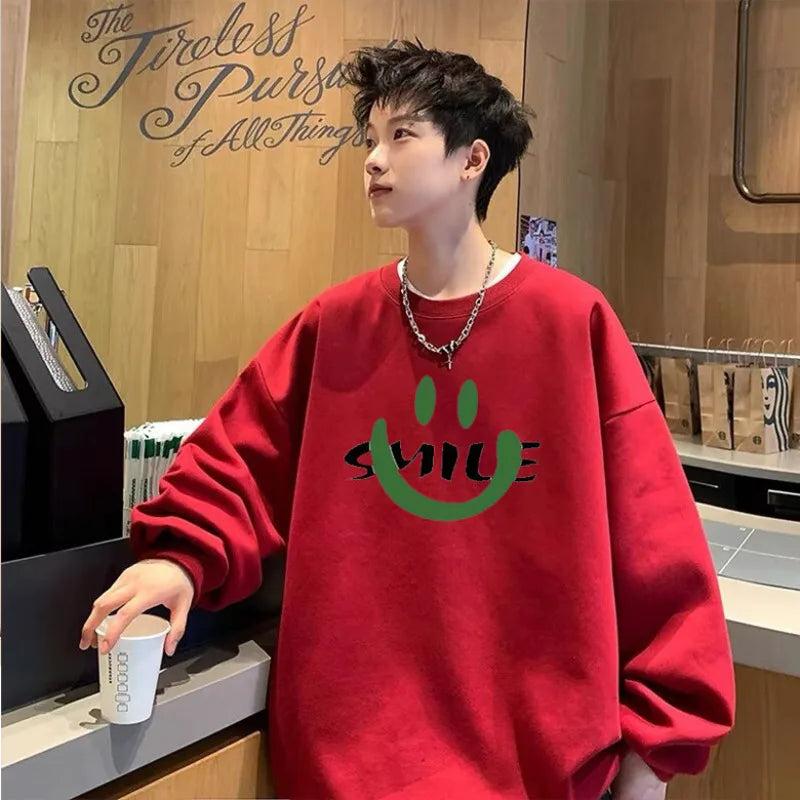 【M-8XL Sweatshirts】Men Oversized Sweatshirt Fashion Loose American Cartoon Dinosaur Dog Print Long Sleeve Couple Clothes