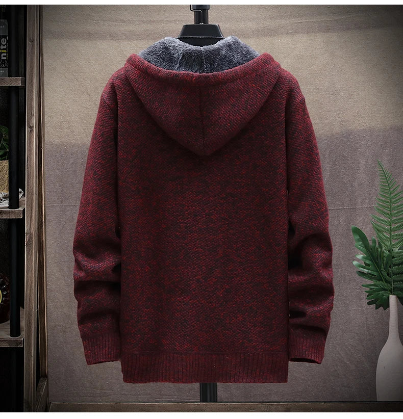 Autumn and Winter men's wool jacket new jacket plush thickened classic vintage cardigan Hoodie casual loose tops