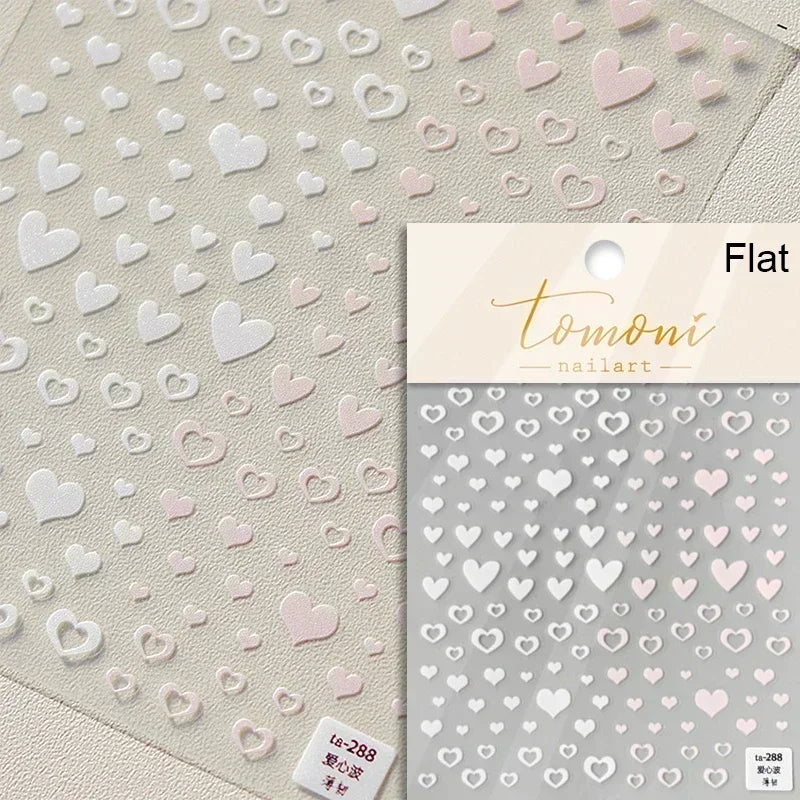 5D Gradient Love Gem Glitter Love Heart Colorful Cat's Eye Rhinestone Soft Self Adhesive Nail Art Stickers Shiny Manicure Decals