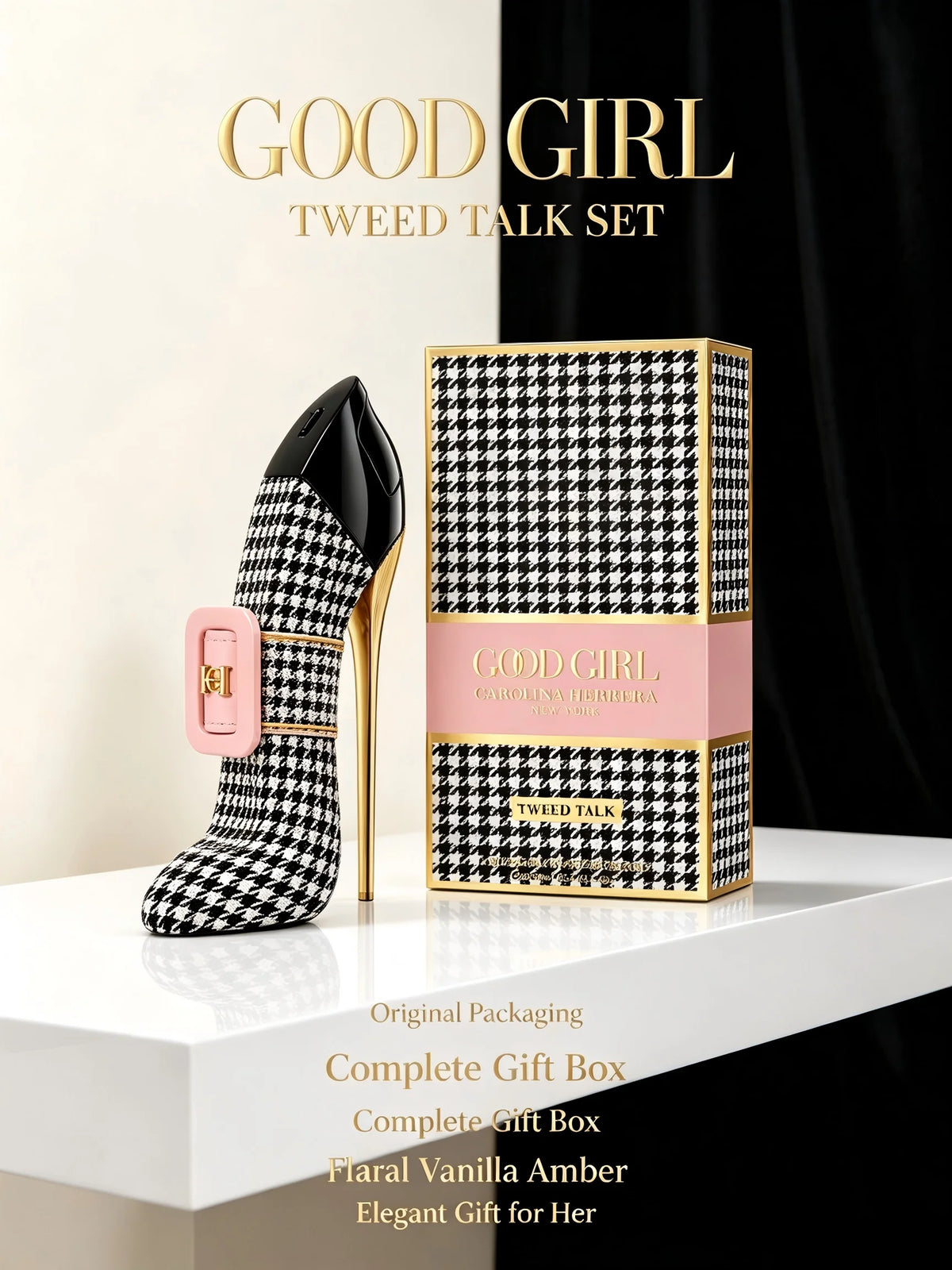 Carolina Herrera Good Girl Tweed Talk EDP for Women, 2.7 fl oz/80ml, 1 Bottle, Floral Vanilla Amber Elegant Long Lasting Perfume, Birthday Anniversary Gift for Her, Fall, Halloween, Thanksgiving, Black Friday, Christmas, New