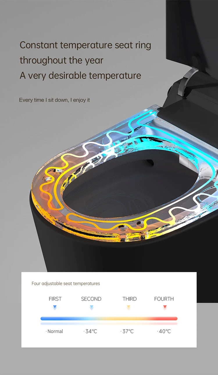 Modern Luxury Auto Sensor Flush European Bathroom Ceramic Automatic Wc Black Smart Toilet