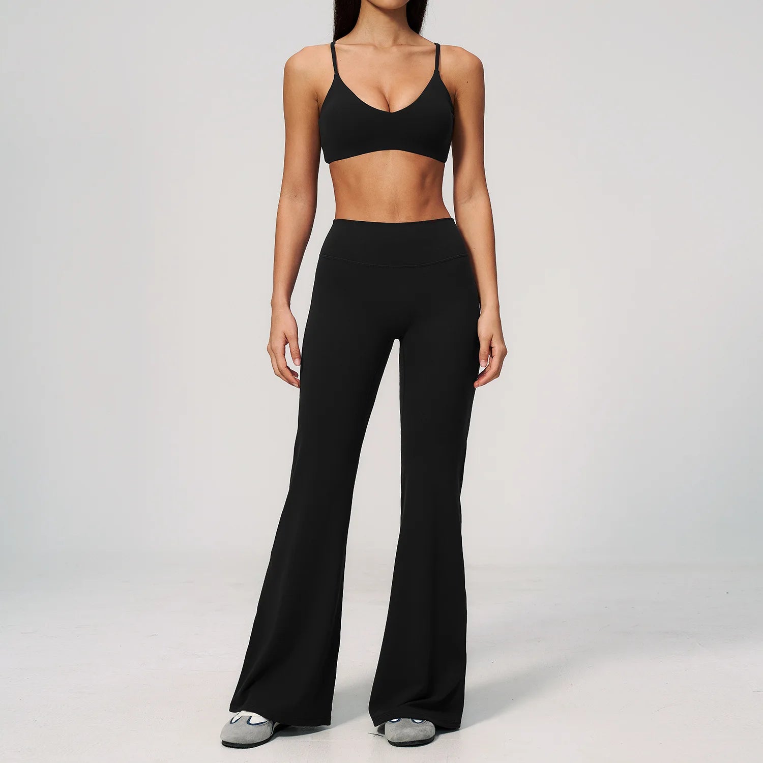2PCS Yoga Suit Women's Tracksuits Gym Clothes Running Workout Outfits Sports Bra Middle Pants Athletic Wear Female Yoga Clothing