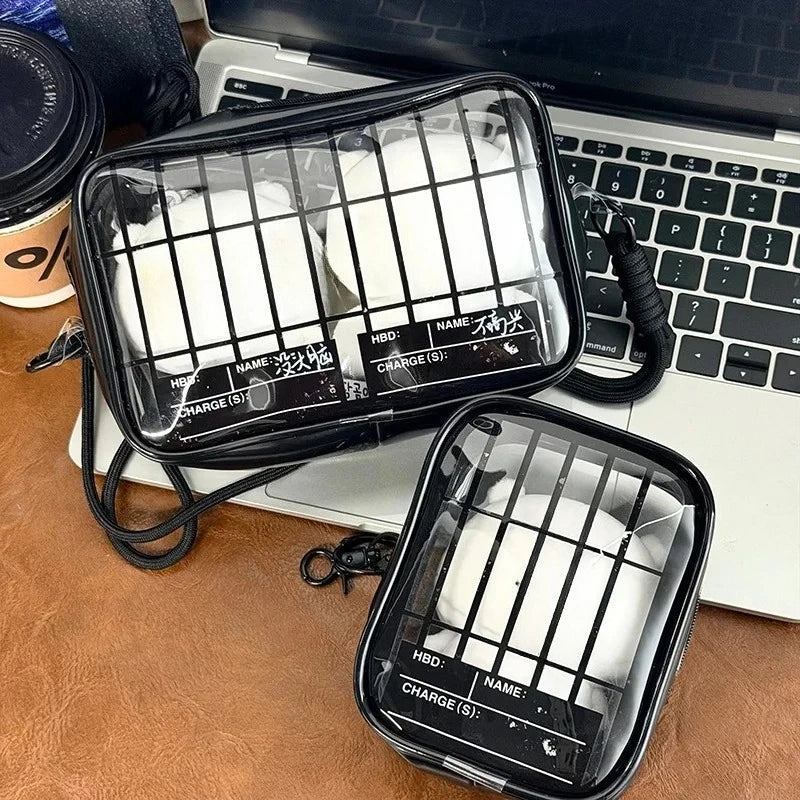New Fun Creative Prison-themed Itabag Transparent Case For 13cm Doll Portable Clear Keychain Gift Box Collectibles Storage Pouch