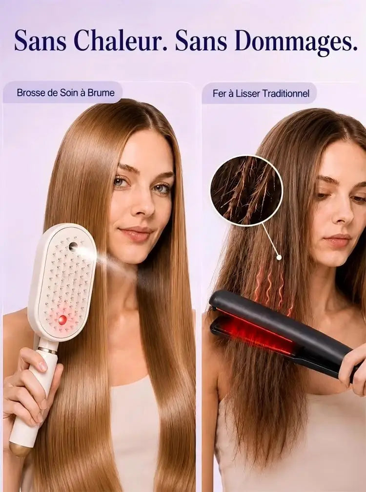 NEW IN2026 Professional Hair Straightener Brush – No Heat Spray, Red Light Therapy, Scalp Massage, CordlessPortable, Fast Charge