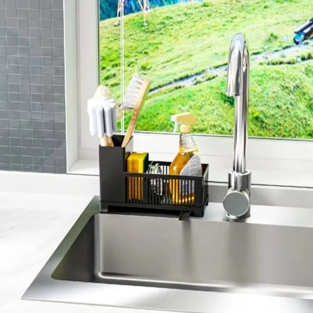 Well-ventilated Kitchen Sink Organizer Plastic Space-saving Sink Sponge Storage Basket Sponge Holder Kitchen Drain Rack