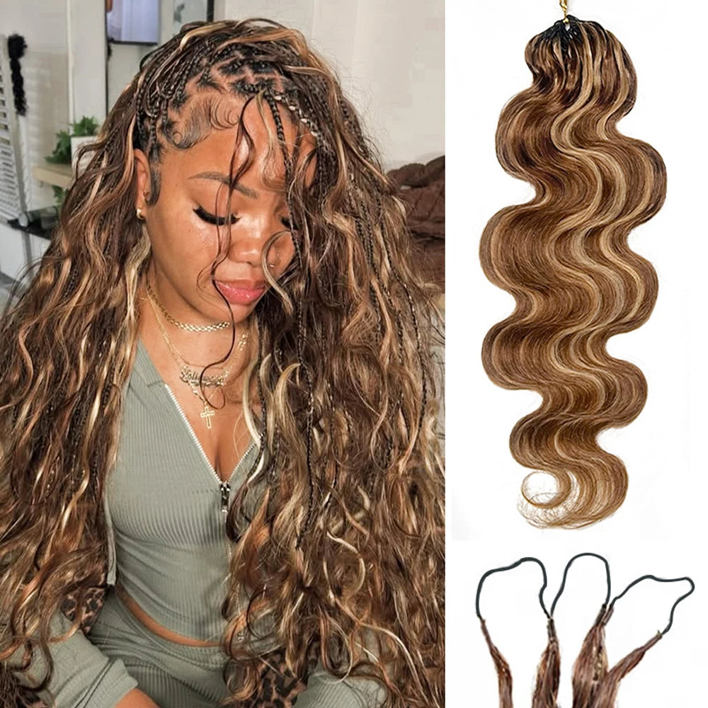 Highlight Miracle Knots Feathered Crochet Human Hair Body Wave 100% Raw Human Hair Extensions Boho Braids Crochet Human Hair