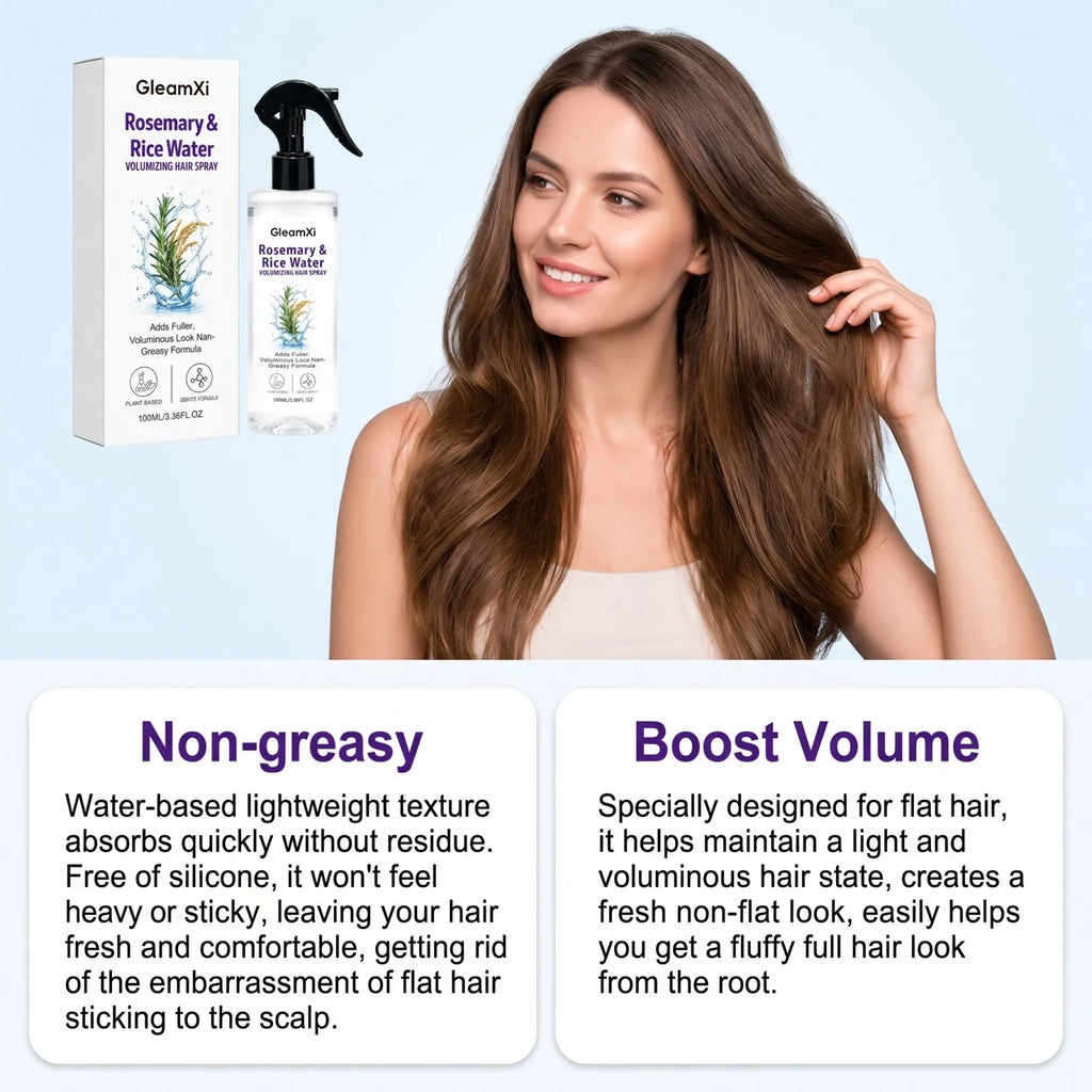 Rosemary Rice Water Volumizing Hair Spray Non Greasy Quick Absorption Smooth Nourish Flat Hair  Softer Smoother-Looking Hai