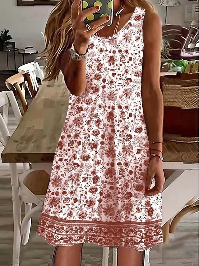 Women's Mini Dress A Line Dress Tank Dress Elegant Stylish Casual Daily Regular Fit Floral Graphic Sleeveless U Neck