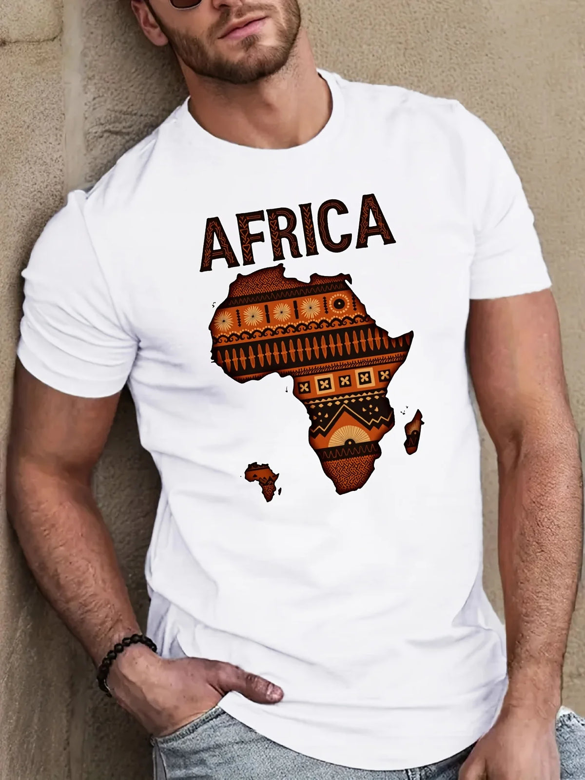 Men's 100% Cotton Crew Neck T-Shirt Africa Map & Tribal Pattern Casual Street Style Short Sleeve Summer Daily Wear Tops