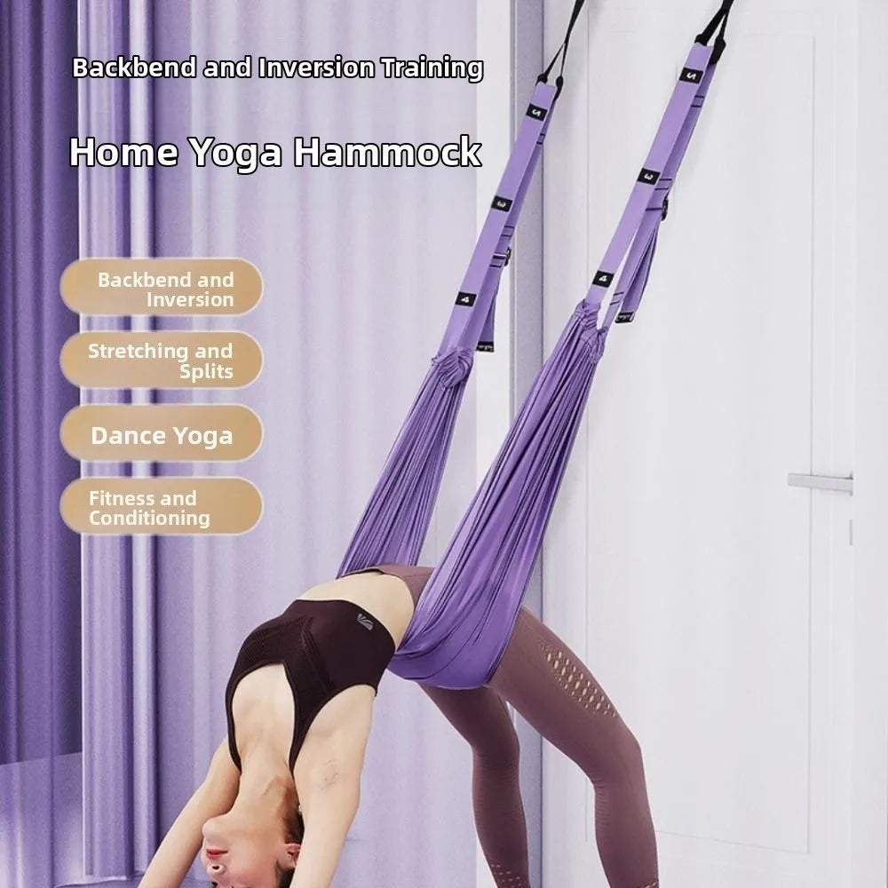 Adjustable Women Aerial Yoga Strap Elastic Stretch Door Hanging Aerial Yoga Hammock Swing Anti-Gravity Resistance Auxiliary