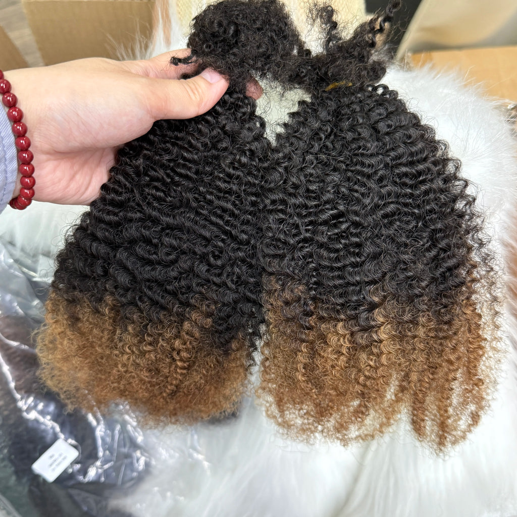 Mini Twist 4C Afro Kinky Curly Hair Bulk No Weft Crochet Human Hair Colored Bundles for Mini Braid Dreadlock Extension
