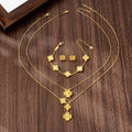 Luxury 24K 9999 Pure Gold real gold Women's Simple Style Lucky Grass Bracelet Flower Necklace Earrings Set