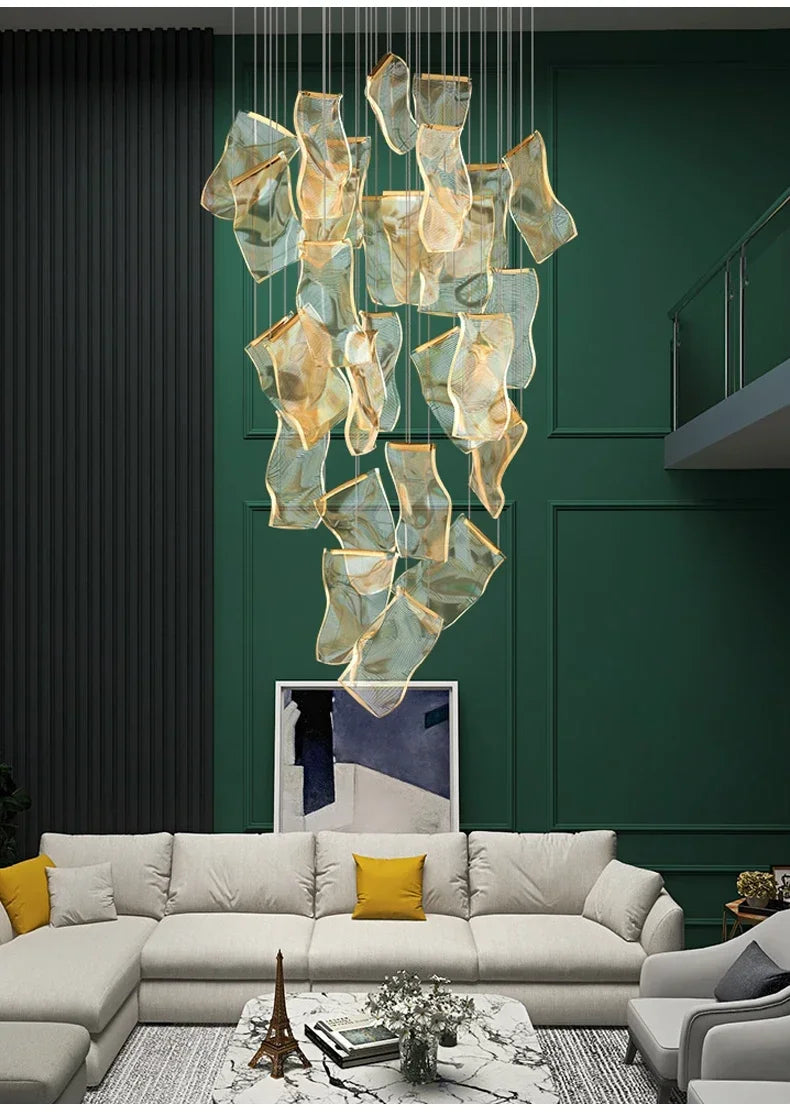 Modern LED Pendant Lights Living Dining Room Lighting Lustre Decor Chandelier Indoor Villa Duplex Stairs Hanging Lights Fixture