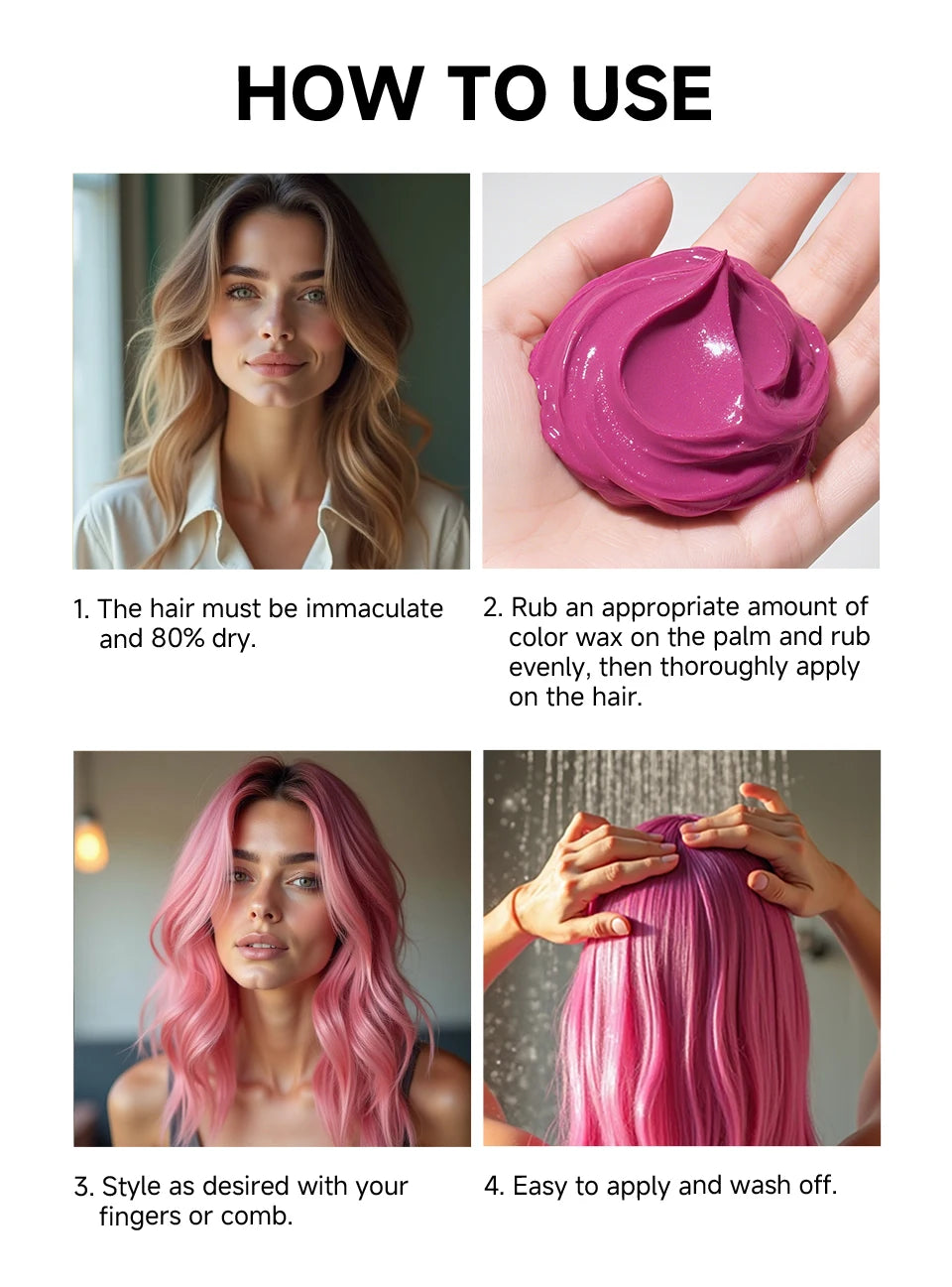 Christmas Hair Colour Wax Easy To Wash DIY Dye Hair Mud Immediate Dying for Eyebrow Beards Coloring Temporary Hair Colour Cream