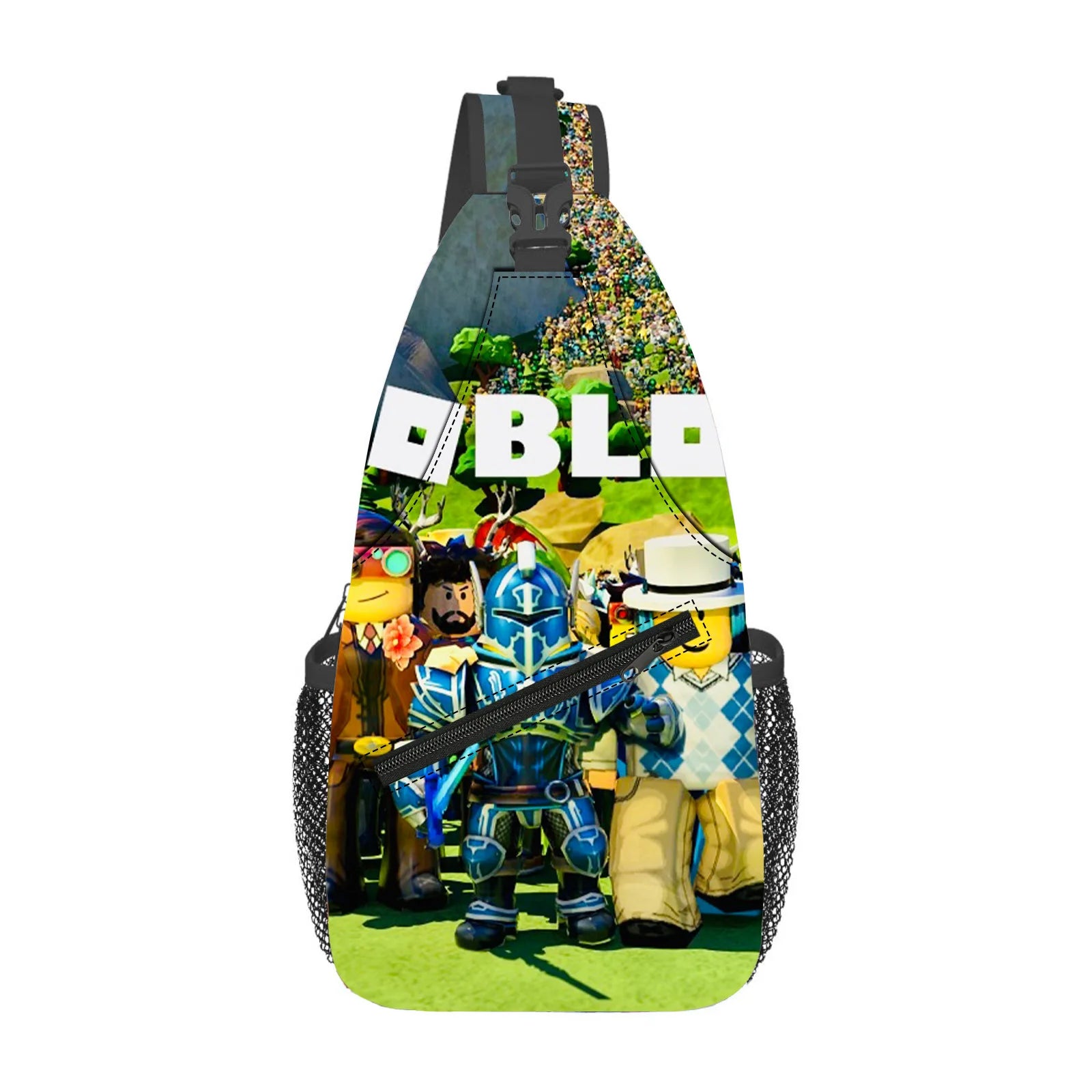 Roblox Shoulder Bag Virtual Gaming World Cartoon Print Sports Crossbody Bag 29*13*39cm Chest Bag