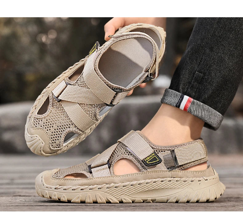 Summer Men Sandals Genuine Leather Mens Casual Shoes Outdoor Men Leather Sandals for Men Beach Shoes Roman mens Shoes