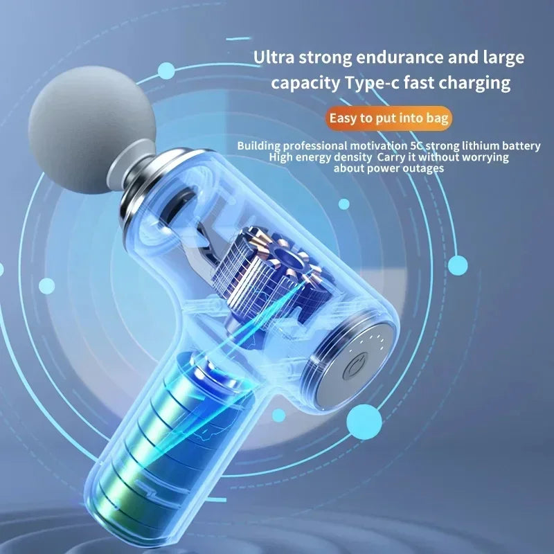 2025Portable AI Fascial Massage Gun Electric Percussion Massager Body Relaxation With 4 Replaceable Massage Head LED Night Light