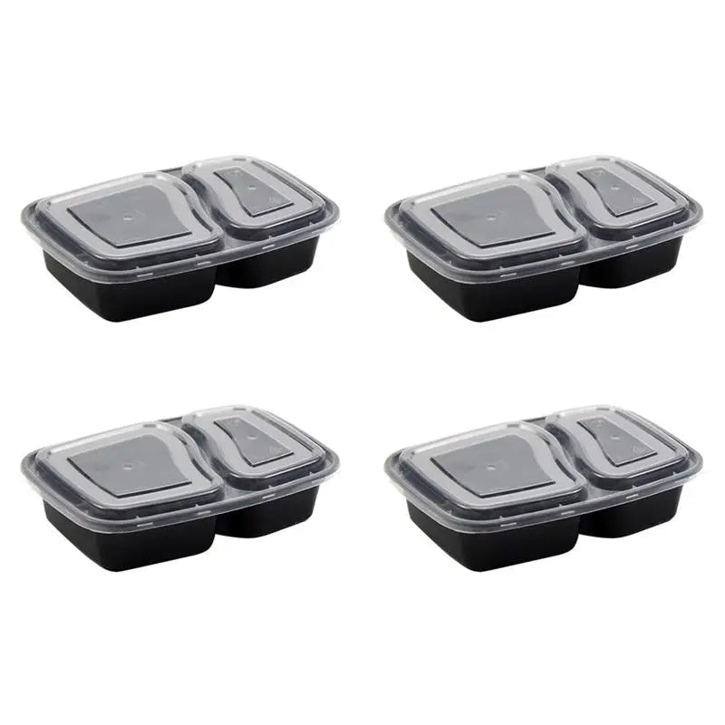 20pcs Disposable Lunch Box Two Grid Plastic Package Box Food Wrapping Box TakeOut Food Container Restaurant Hotel Kitchen Supply