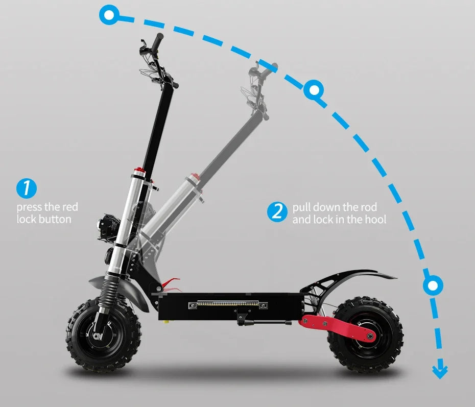 6000W High Power Dual Motor Electric Scooter Aluminum Alloy Folding Frame Off-Road Tire Dual Hydraulic Shock Adult E-Scooter