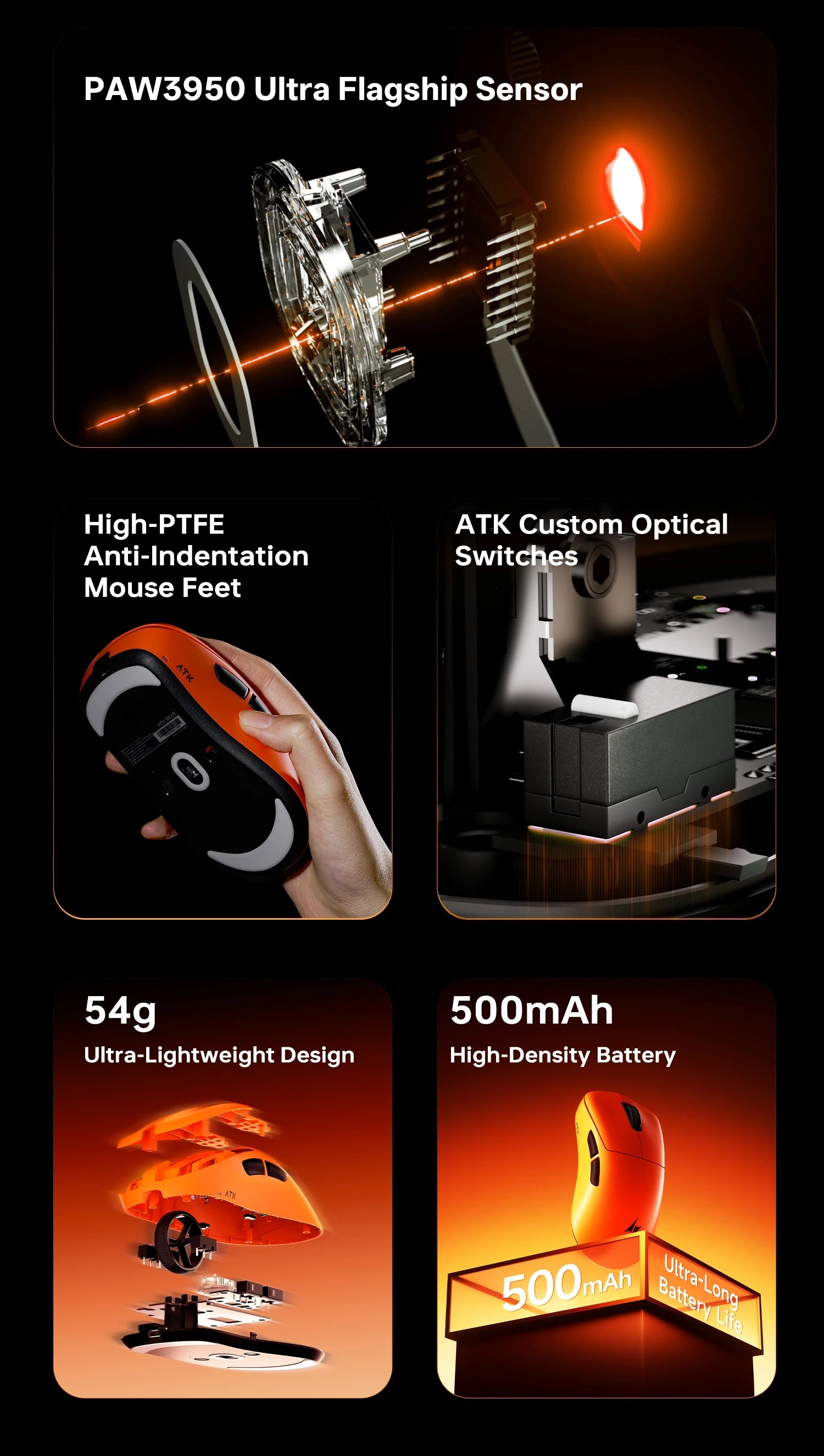 ATK Blazing Sky Z1 V2 Ultimate E-sports Lightweight Mouse Wireless Dual Mode PAW3950 Ultra 8K Right-handed engineering Mouse