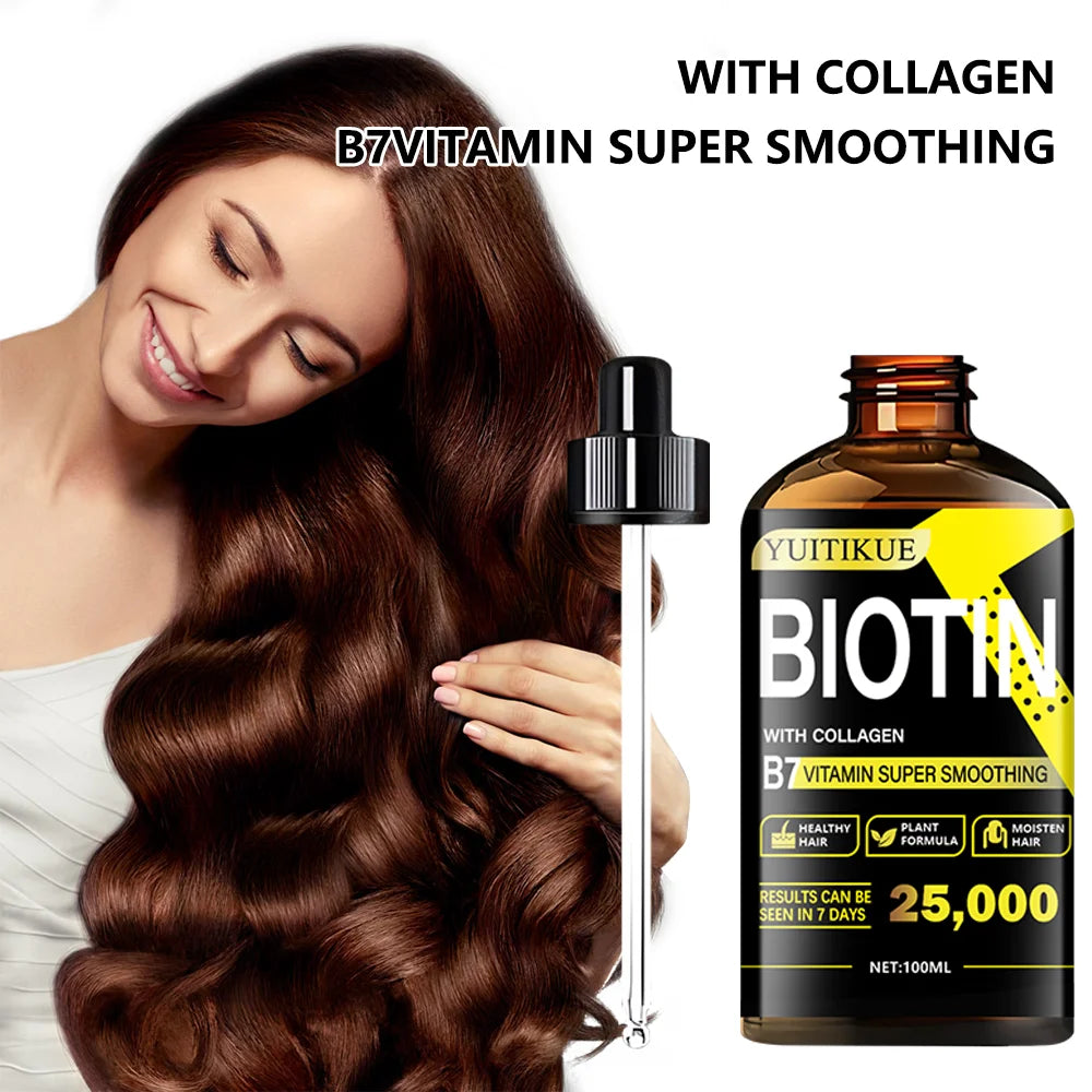 YUITIKUE Biotin Hair Oil With Collagen 100ml - B7 Vitamin Plant Formula Moisturizing Results In 7 Days