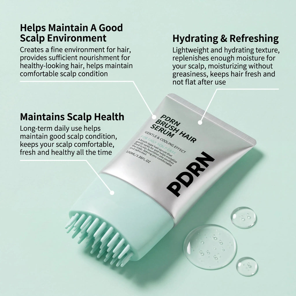 PDRN Hair Serum With Built-In Brush,Strengthen Hair Root Improve Scalp Environment Anti Hair Loss Hair Treatment Scalp Massager